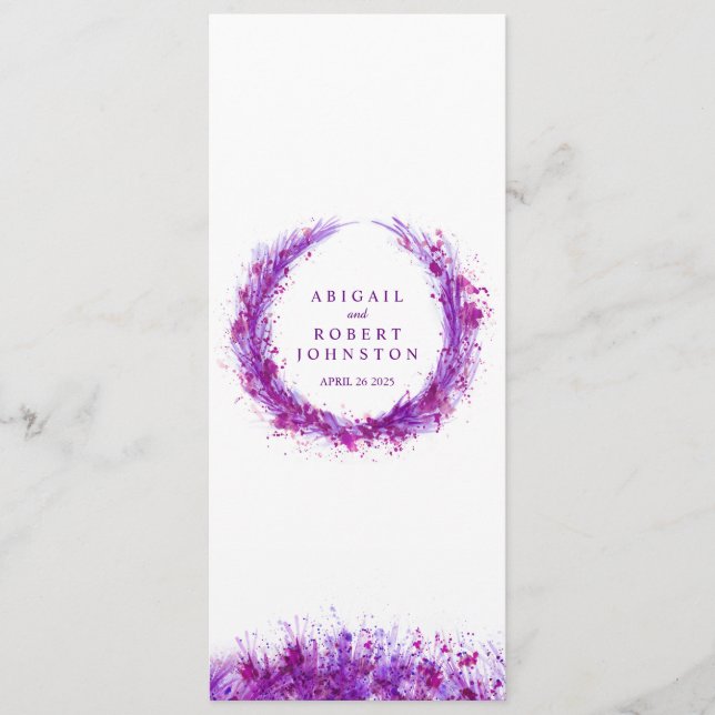 menu splat violet art wreath aquarelle (Devant)