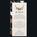Menu Stag noir terre cuite florale rustique élégant mod<br><div class="desc">Menu rustique floral et bois de cerf,  décoration mariage. Avec de belles rouille,  terre cuite,  rose rousse et sauge vert pampas herbe eucalyptus aquarelle détails. Cette invitation de mariage moderne est sûr de définir le style pour votre grand jour.</div>