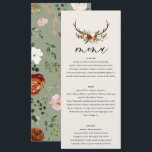 Menu Stag rouille sauge vert floral rustique élégant mo<br><div class="desc">Menu rustique floral et bois de cerf,  décoration mariage. Avec de belles rouille,  terre cuite,  rose rousse et sauge vert pampas herbe eucalyptus aquarelle détails. Cette invitation de mariage moderne est sûr de définir le style pour votre grand jour.</div>
