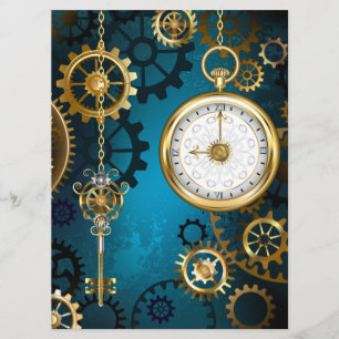 Menu Steampunk Arrière - plan turquoise avec Gears