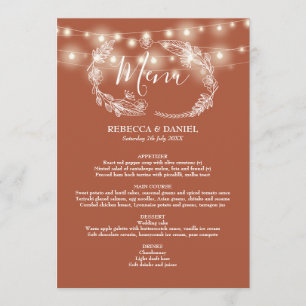 Menu String Lights Terracotta Floral Mariage