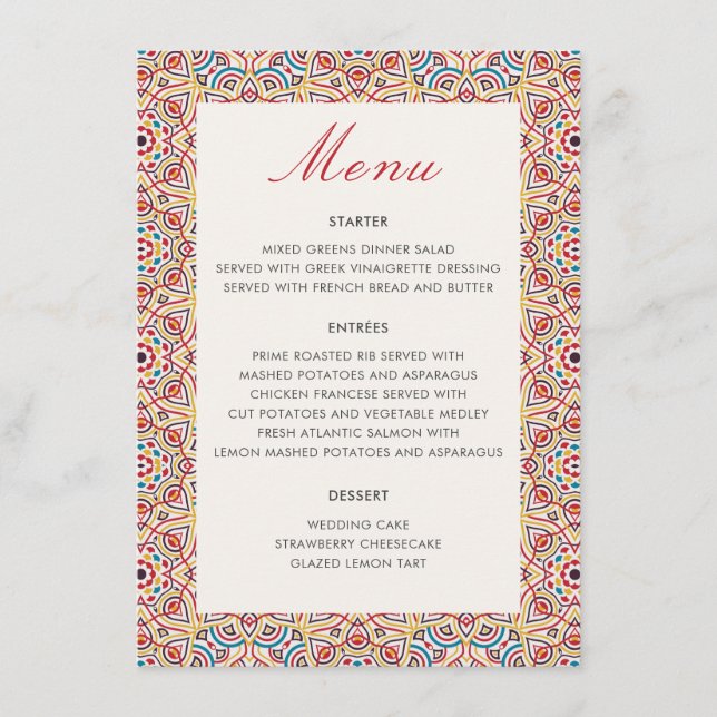 Menu Style géométrique Étincelles Mariage métallique en (Devant)