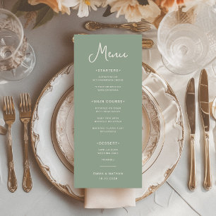 Menu Sucré et capricieux Sage Green et Mariage ivoire