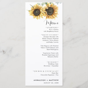 Menu Sunflower Eucalyptus Mariage moderne