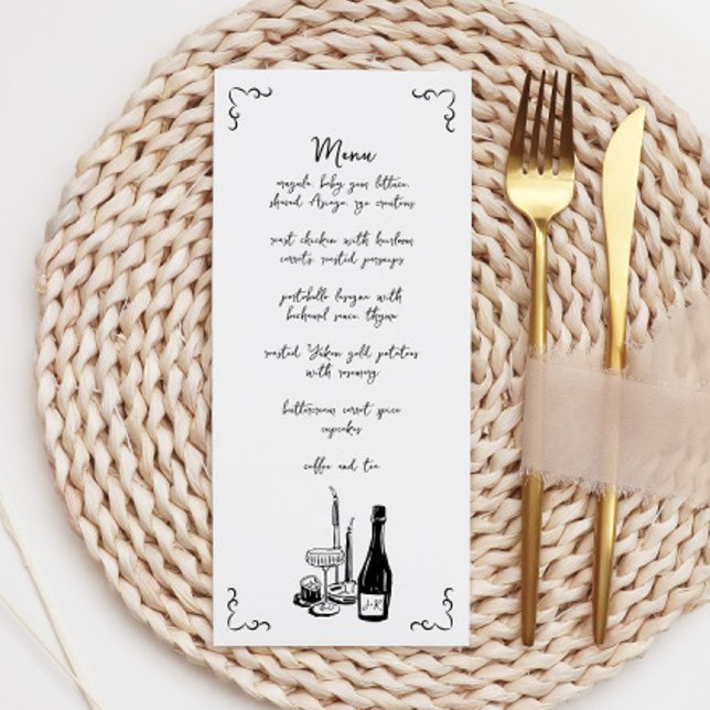 Menu Sweet Whimsical manuscrit Mariage illustré (Créateur téléchargé)