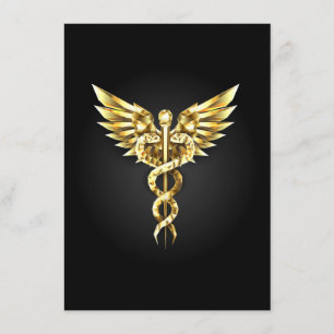 Menu Symbole caducee polygonale en or