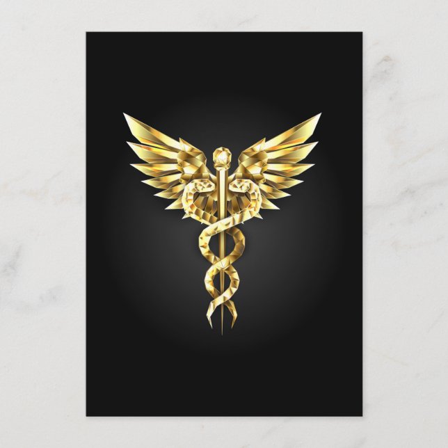 Menu Symbole caducee polygonale en or (Devant)