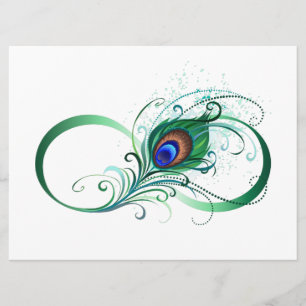 Menu Symbole d'infini avec plume de paon
