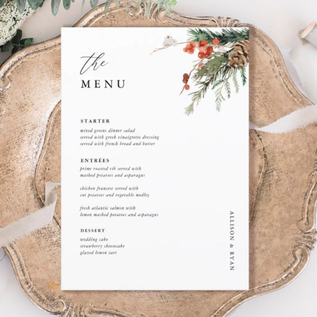 Menu Table de mariage d'hiver 5x7" (Créateur téléchargé)