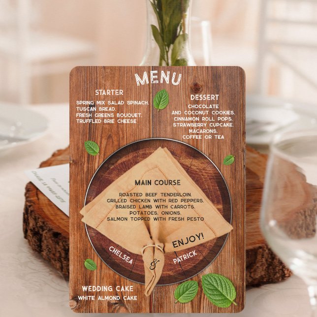 Menu Table de réception de mariage en bois rustique per (Créateur téléchargé)