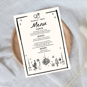 Menu Table Mariage noir blanc manuscrit