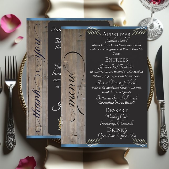 Menu Tableau en ardoise sur bois, monogramme et merci - (Créateur téléchargé)