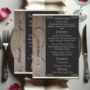 Menu Tableau en ardoise sur bois, monogramme et merci -