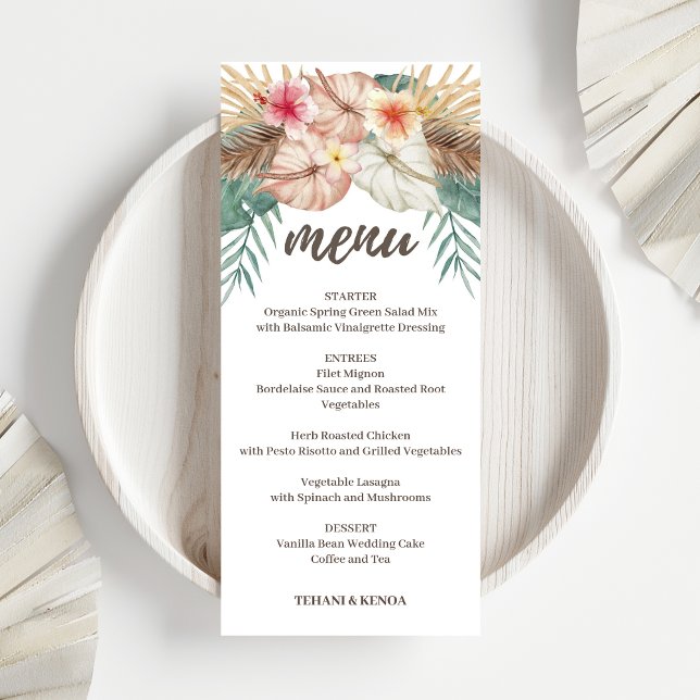 Menu Tahiti | Tropical Island Floral Mariage (Créateur téléchargé)