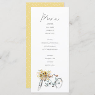 Menu Tandem Bicycle Rustique Mariage d'aquarelle de tou
