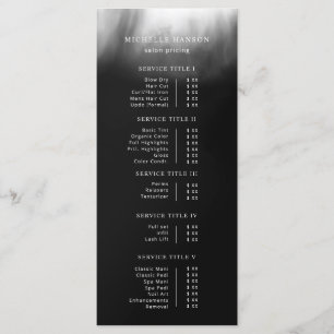 Menu Tarif Abstrait minimaliste noir blanc