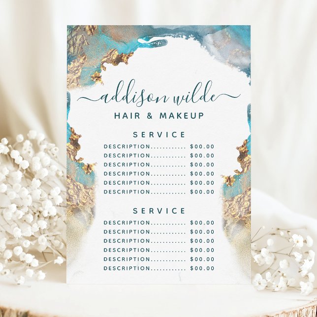 Menu Tarif de service à l'encre liquide d'art moderne b (Créateur téléchargé)