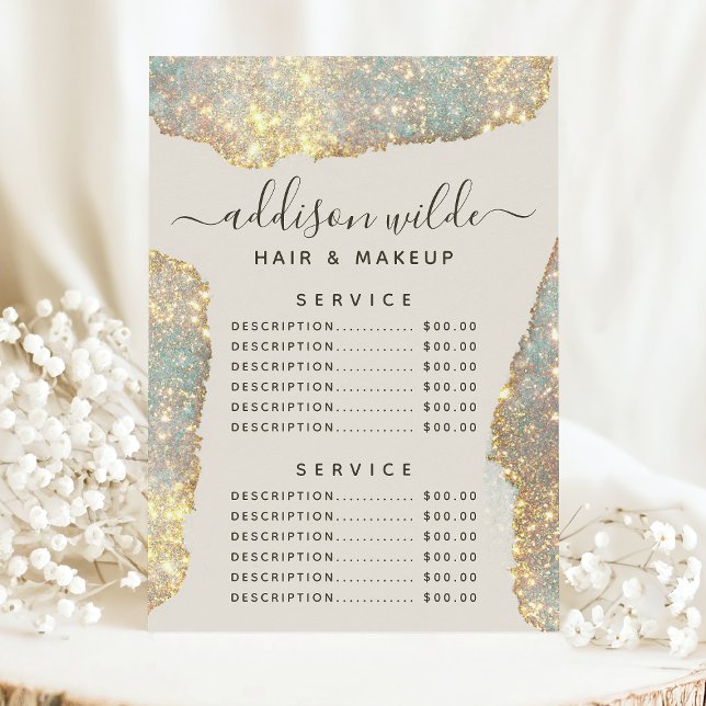 Menu Tarif de service de script de signature holographi (Créateur téléchargé)