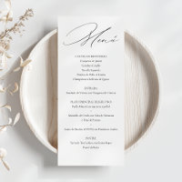 Tarjeta de Menú de Boda Elegante Caligrafía