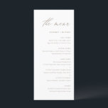 Menu Taupe Élégant Mariage de calligraphie<br><div class="desc">Ajoutez un accent élégant à votre paysage de table d'événements avec cette carte de menu personnalisable. Il présente un script fantaisiste et une typographie simple. Personnalisez cette carte de menu taupe en ajoutant vos propres détails. Cette carte à la carte minimaliste conviendra parfaitement aux mariages, aux douches nuptiales, aux baby...</div>