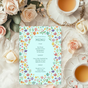 Menu Tea Party Fête des mariées jolie couleur PERSONNAL