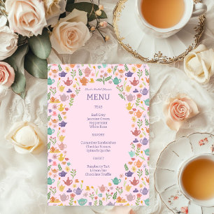 Menu Tea Party Fête des mariées jolie couleur PERSONNAL