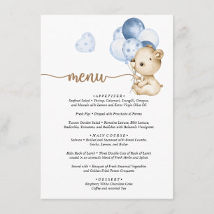 Menu Teddy Bear Baby Bear Baby shower