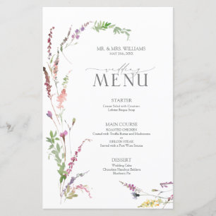 Menu tendance Fleur sauvage Floral Mariage