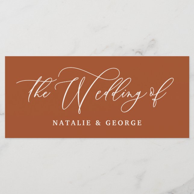 Menu Teracotta script le mariage du signe (Devant)