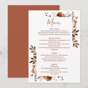 Menu Terracotta Automne Automne Pays Floral Mariage