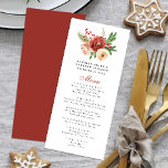Menu Terracotta Blush rose floral Pine d'hiver Mariage<br><div class="desc">Elégante Terracotta Blush Pink Blanc Floral Pine Pin de Noël Poulage Foliage Menu Mariage d'hiver. Tous les textes sont pré-arrangés pour que vous personnalisiez facilement et rapidement avec vos propres détails.</div>