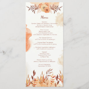 Menu Terracotta Boho Floral Automne Élégant Rustique