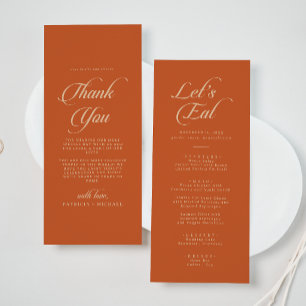 Menu Terracotta Calligraphie Merci et Mariage