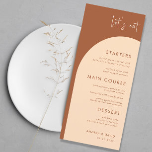 Menu Terracotta & Crème Boho Arch Mangeons Mariage