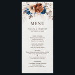 Menu Terracotta Marine Bleu Pampas Grass Mariage rustiq<br><div class="desc">Elégant bleu marine,  Terracotta,  Orange terroir à thème floral menu mariage avec l'élégant bouquet de bleu marine,  Terracotta couleur rose pivoines et eucalyptus feuilles. Veuillez me contacter pour toute aide sur la personnalisation ou si vous avez besoin d'un autre produit avec ce design.</div>