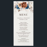 Menu Terracotta Marine Bleu Pampas Grass Mariage rustiq<br><div class="desc">Elégant bleu marine,  Terracotta,  Orange terroir à thème floral menu mariage avec l'élégant bouquet de bleu marine,  Terracotta couleur rose pivoines et eucalyptus feuilles. Veuillez me contacter pour toute aide sur la personnalisation ou si vous avez besoin d'un autre produit avec ce design.</div>