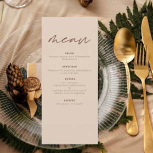 Menu Terracotta minimaliste Boho Élégant Mariage modern