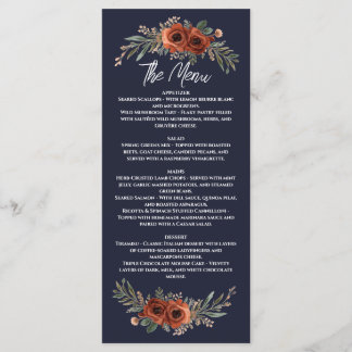 Menu Terracotta Navy Boho Floral