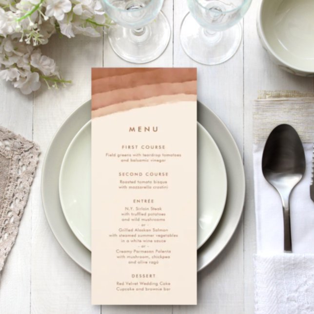 Menu Terracotta Ombre | Minimalist Boho Wedding (Créateur téléchargé)