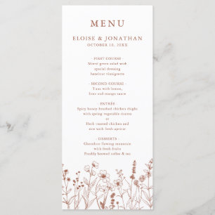 Menu Terracotta Rustic Floral Automne Fleur sauvage Mar