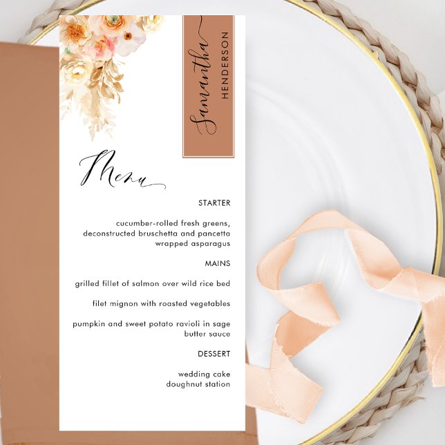 Menu Terracotta Teint de Pêche Personnaliser avec le no (Créateur téléchargé)