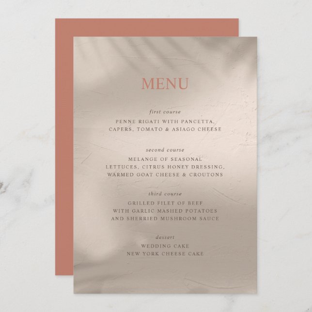 Menu Terre cuite et sable élémentaire (Devant / Derrière)