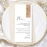 Menu Terre cuite Personnalisée avec le nom de l'invité<br><div class="desc">Pourquoi dépenser pour des cartons de placement et des menus lorsque vous pouvez avoir un menu élégant tout-en-un personnalisé avec le nom de chaque invité ! Design contemporain, simple et élégant avec une belle calligraphie manuscrite moderne. Rayure dans le coin supérieur droit en ton terracotta avec le nom de l'invité...</div>