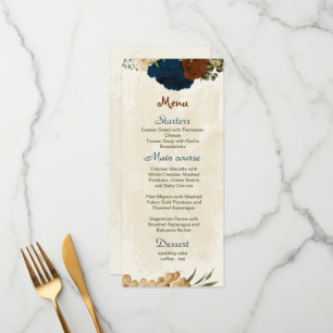 Menu terre cuite tonalité marine floral vert mariage