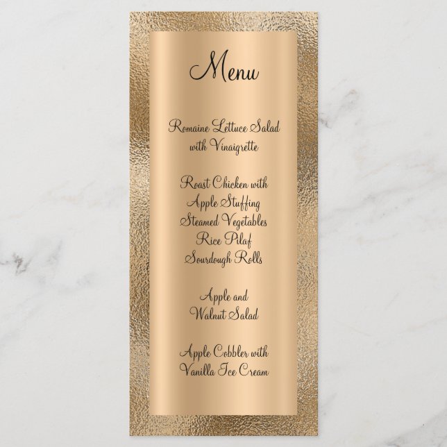 Menu Texture de faux or élégant et brillant et feuille  (Devant)