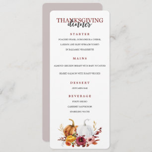 Menu Thanksgiving Elegant Dinner Party