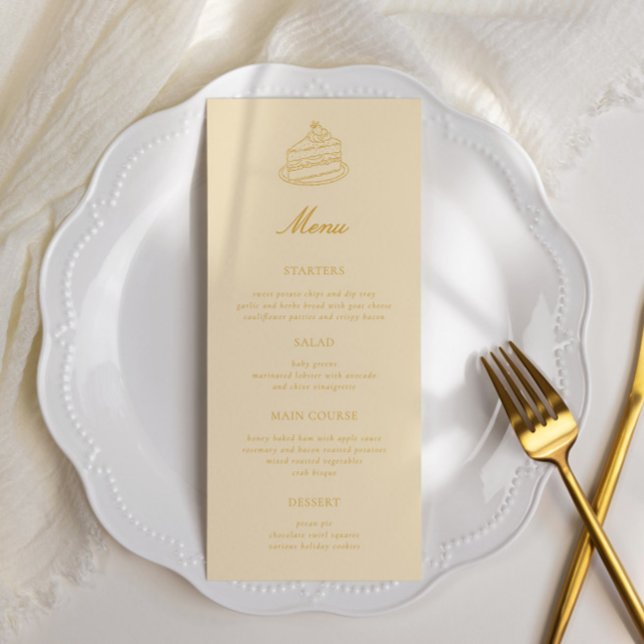 Menu Thé de l'après-midi Mariage thème jaune dessiné à  (Créateur téléchargé)