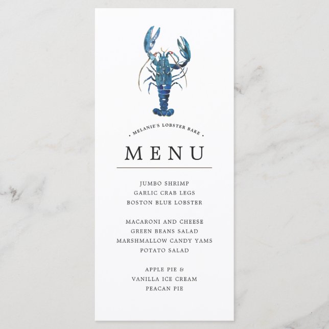 Menu Thème Bleu Océan | Fête du homard (Devant)