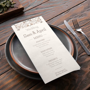 Menu Thème Brown Floral Mariage