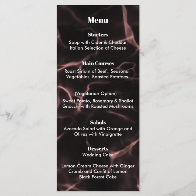 Menu Thème marbré rose et noir (Devant)